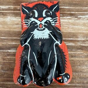 Vintage 1950s Tin‎ Litho Black Cat Clicker Noisemaker Kirchhof Halloween RARE
